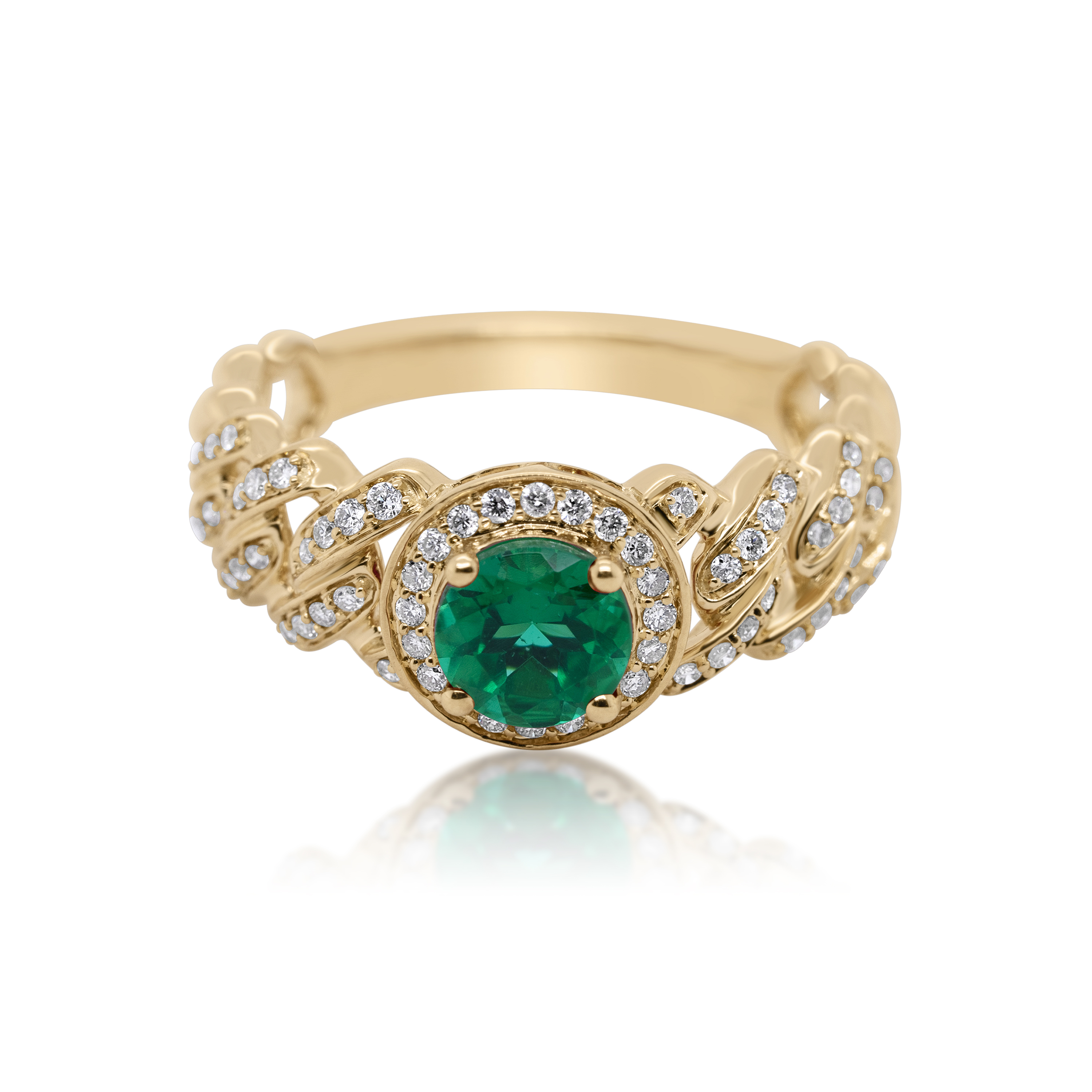 Diamond Ring 0.26 ct. 14K Yellow Gold Round Green Center Stone